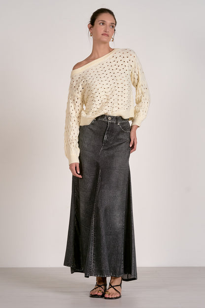Wide Neck Openwork Sweater