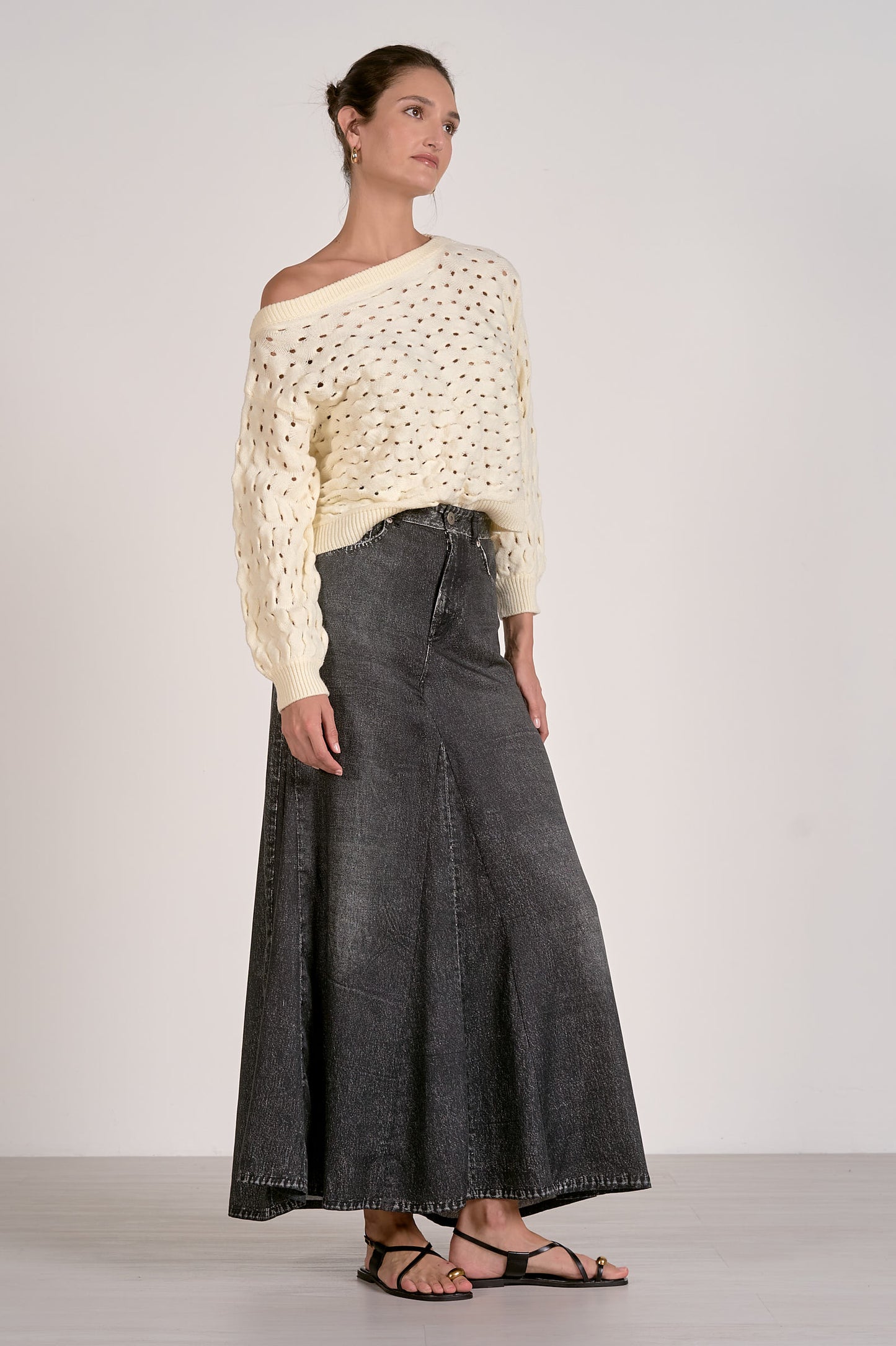Wide Neck Openwork Sweater