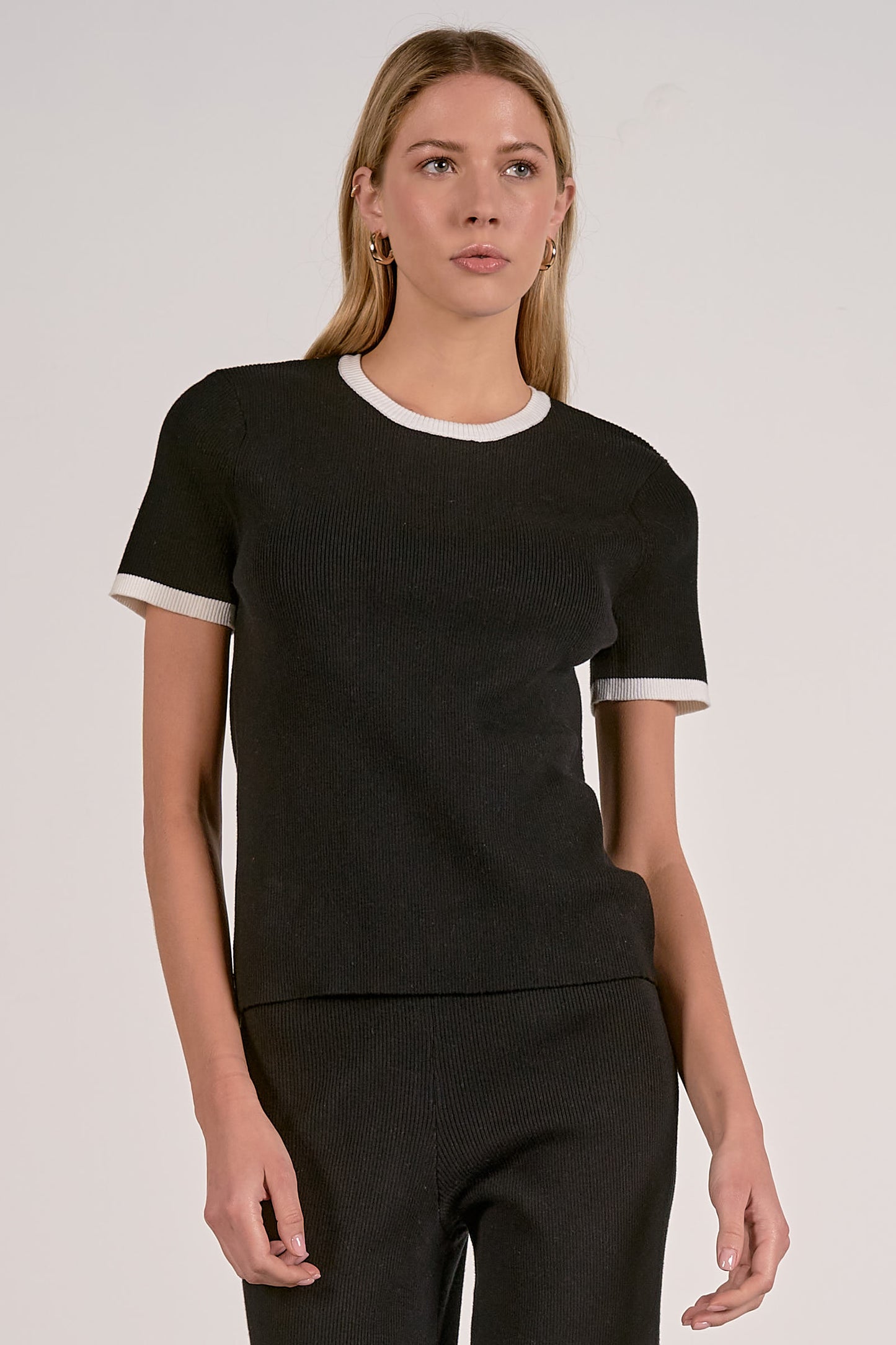 Contrast Crewneck Top
