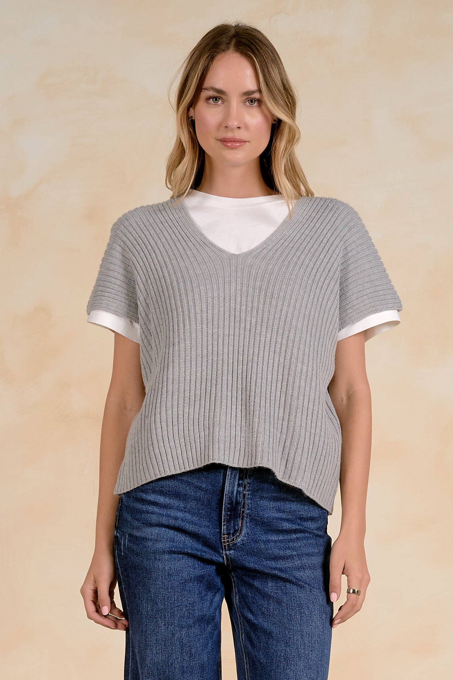 Layered Short Sleeve Sweater