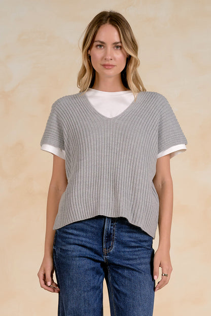 Layered Short Sleeve Sweater