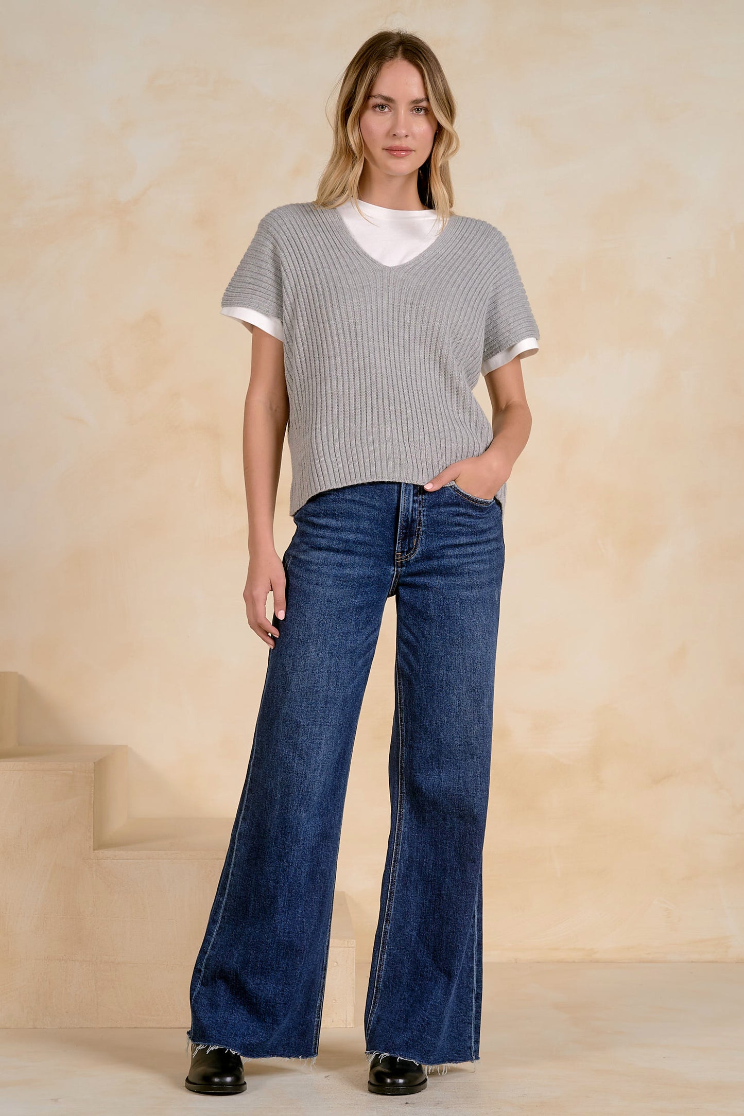 Layered Short Sleeve Sweater