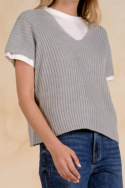 Layered Short Sleeve Sweater