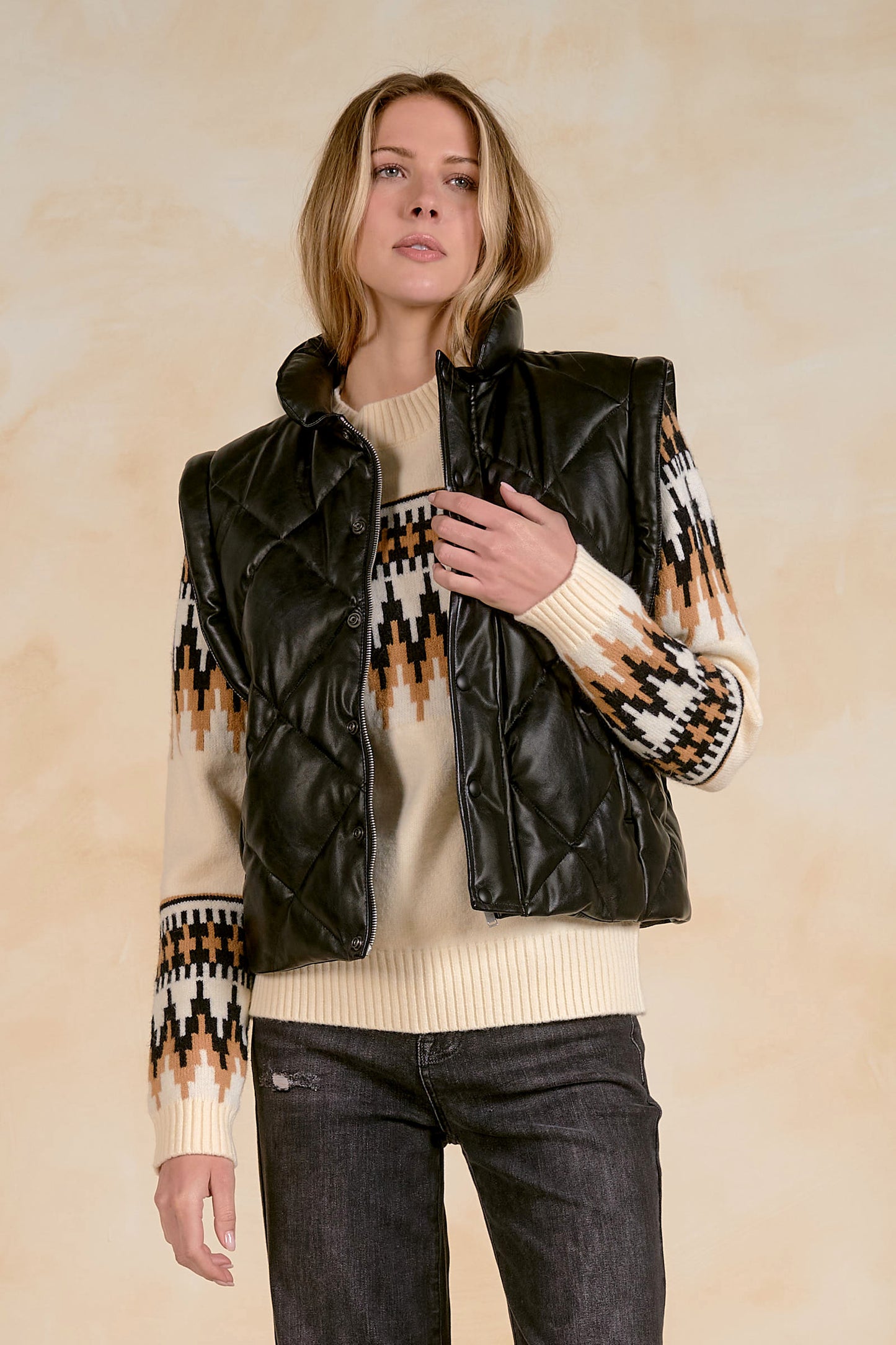 Quilted Faux Leather Vest
