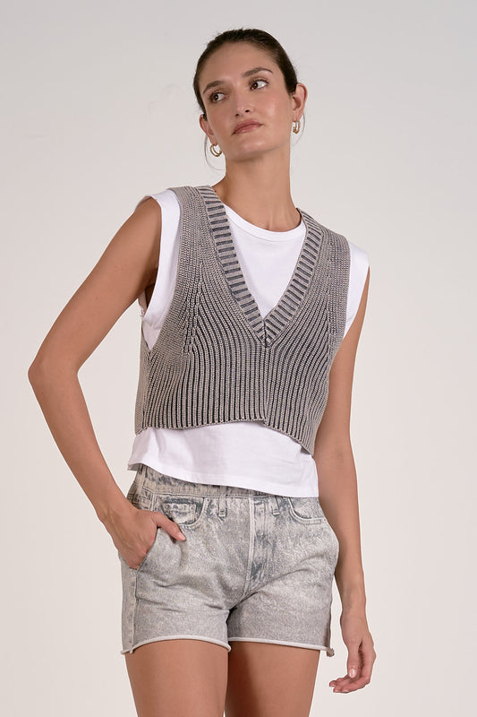 Mixed Media Sleeveless Top