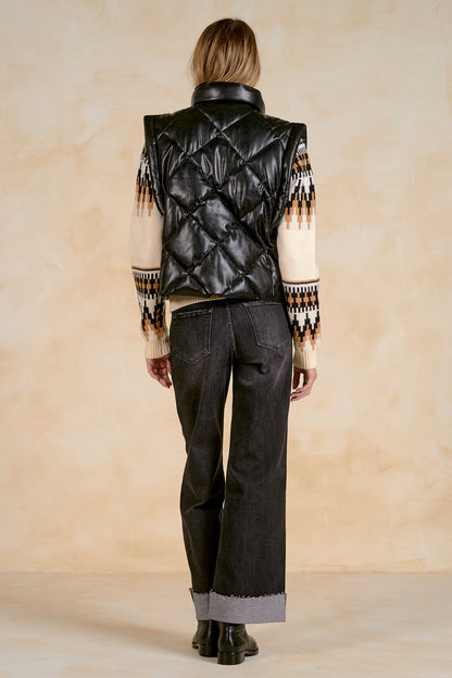 Quilted Faux Leather Vest
