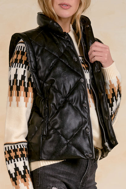 Quilted Faux Leather Vest