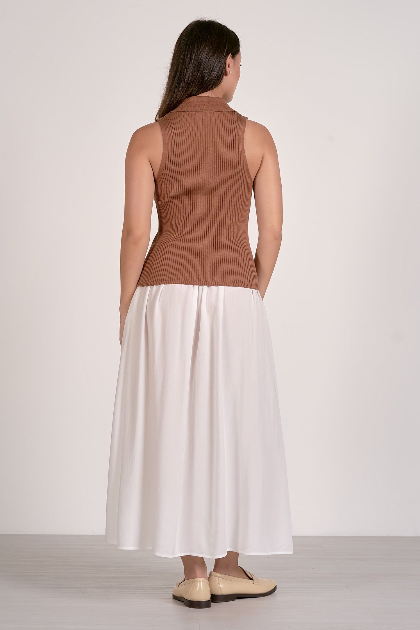 Ribbed Button Front Sleeveless Top