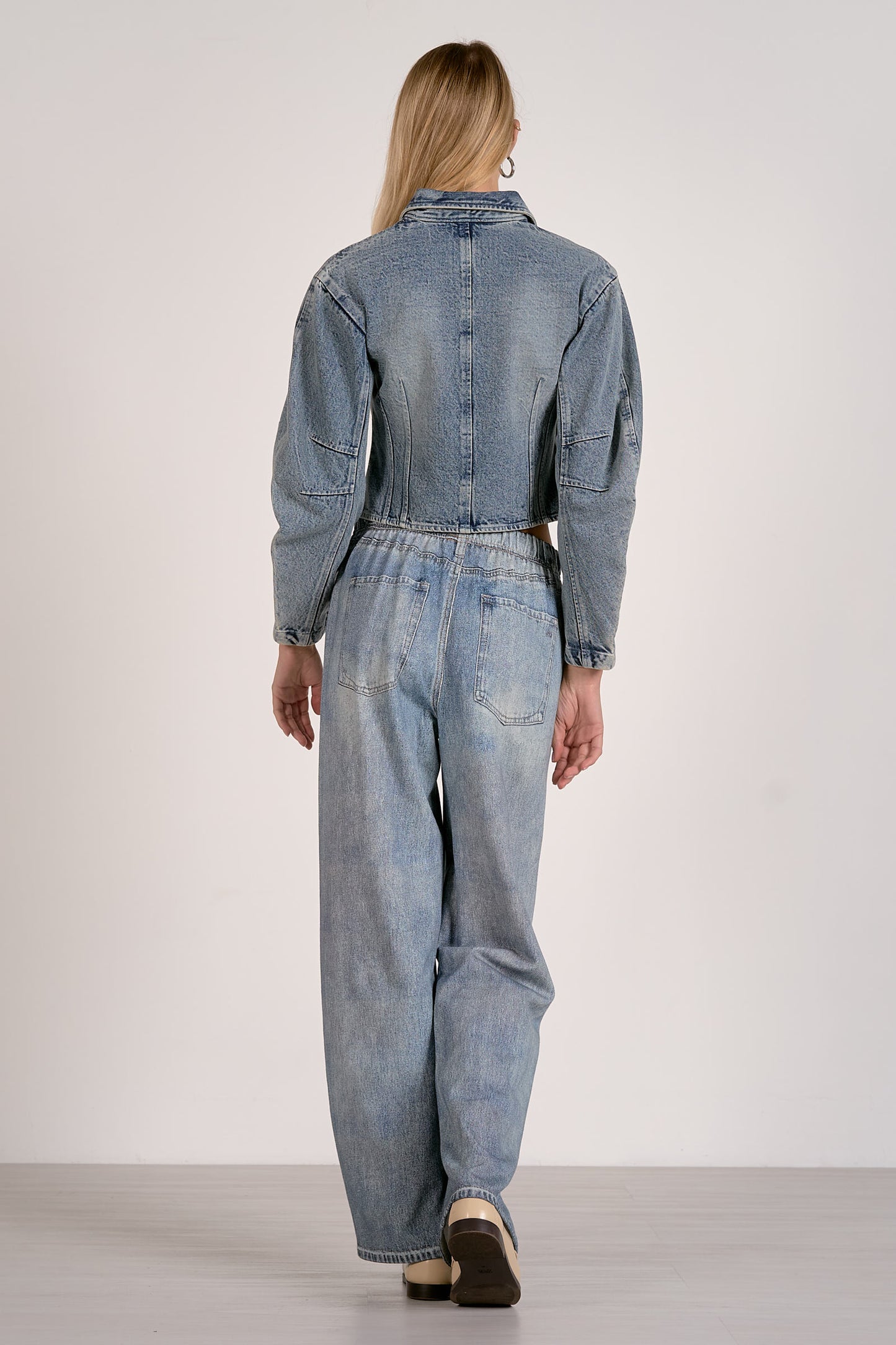 Barrel Sleeve Denim Top