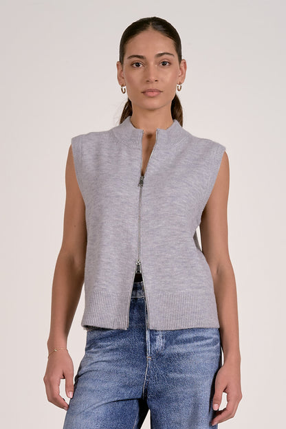 Sleeveless Zipper Sweater