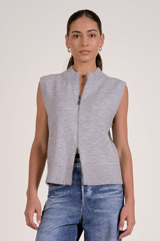 Sleeveless Zipper Sweater