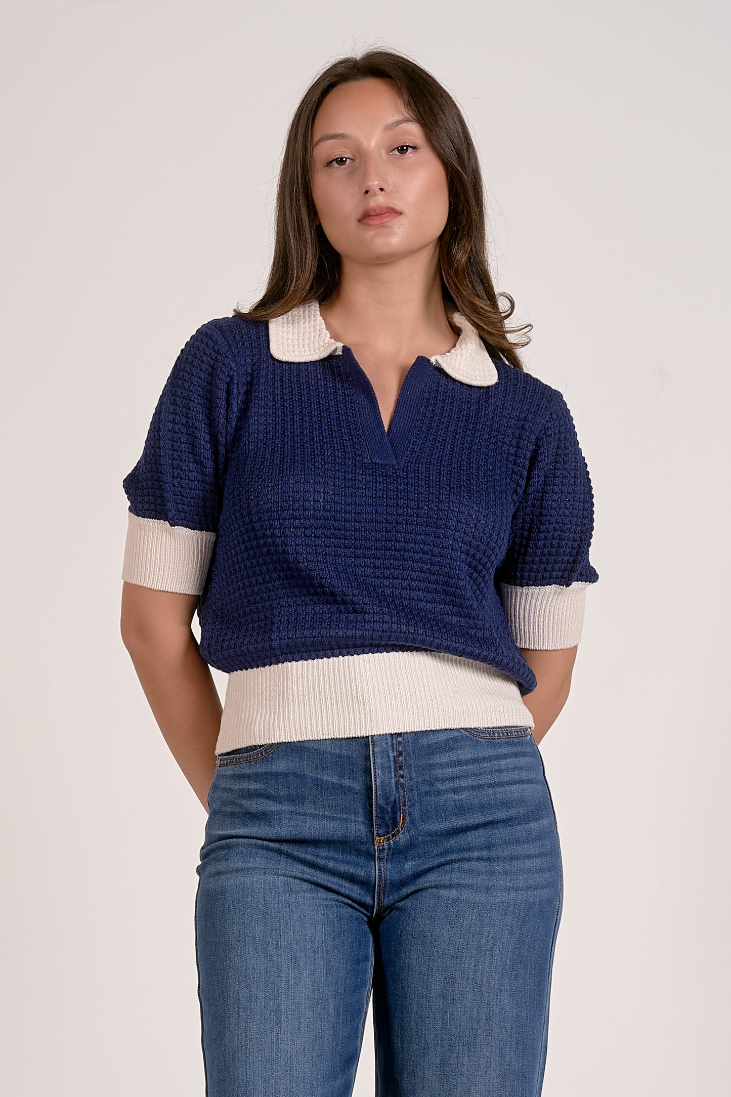Collared 3/4 Sleeve Sweater