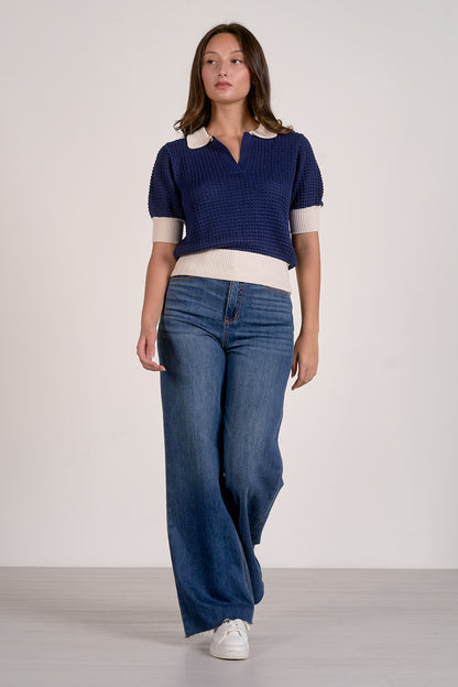 Collared 3/4 Sleeve Sweater