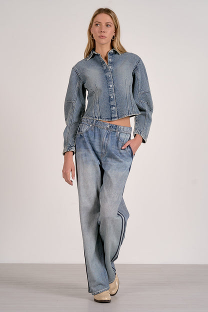 Barrel Sleeve Denim Top