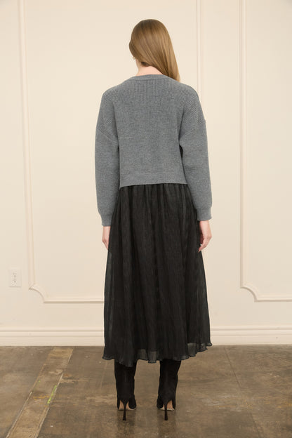 Twofer Knit & Tulle Dress