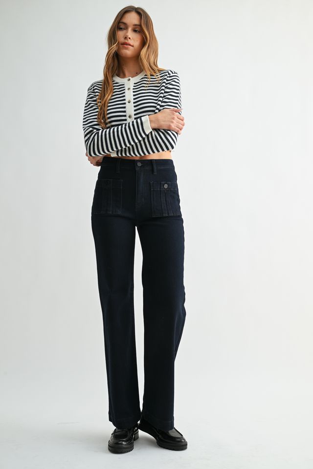 Patch Pocket Wide Leg Jean by LTJ