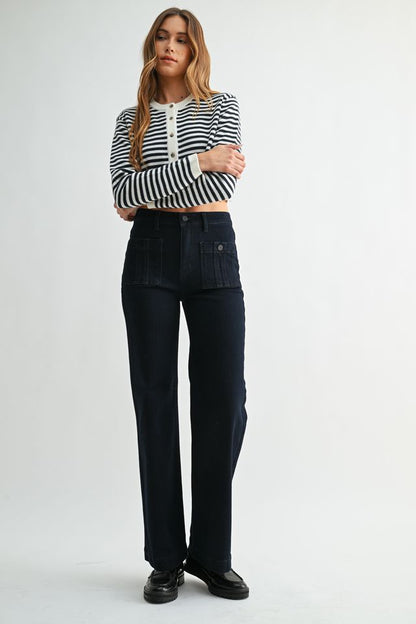 Patch Pocket Wide Leg Jean by LTJ
