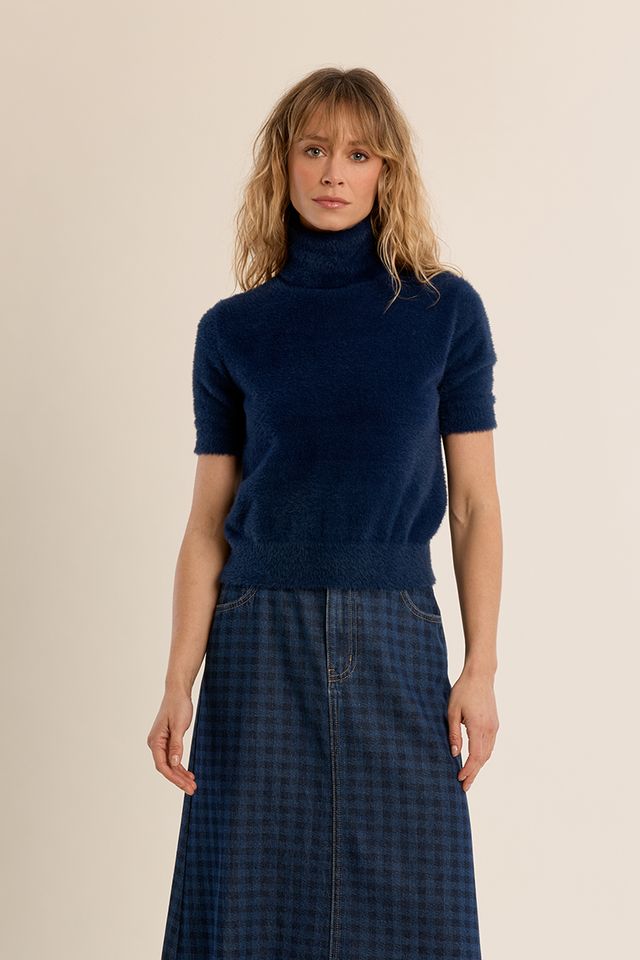 Short Sleeve Turtleneck Sweater