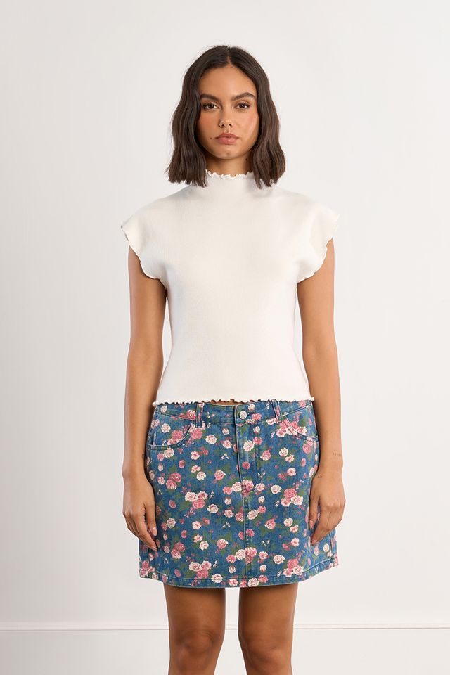 Lettuce Edge Mock Neck Top